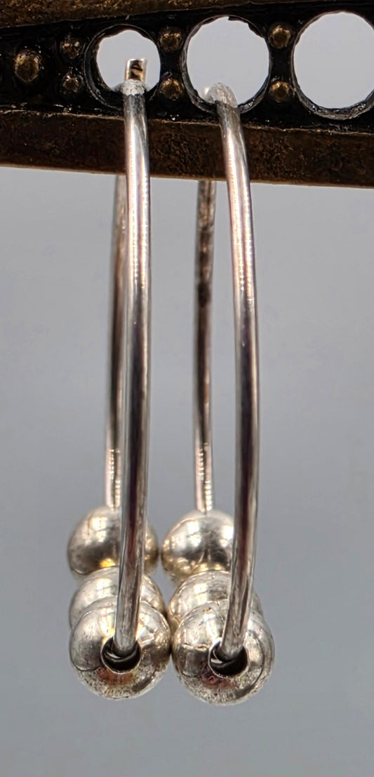 Sterling Silver Bead .75" Hoop Earrings