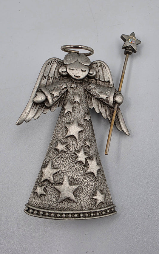 JONETTE JEWELRY Vintage 1980's Pewter Angel Brooch