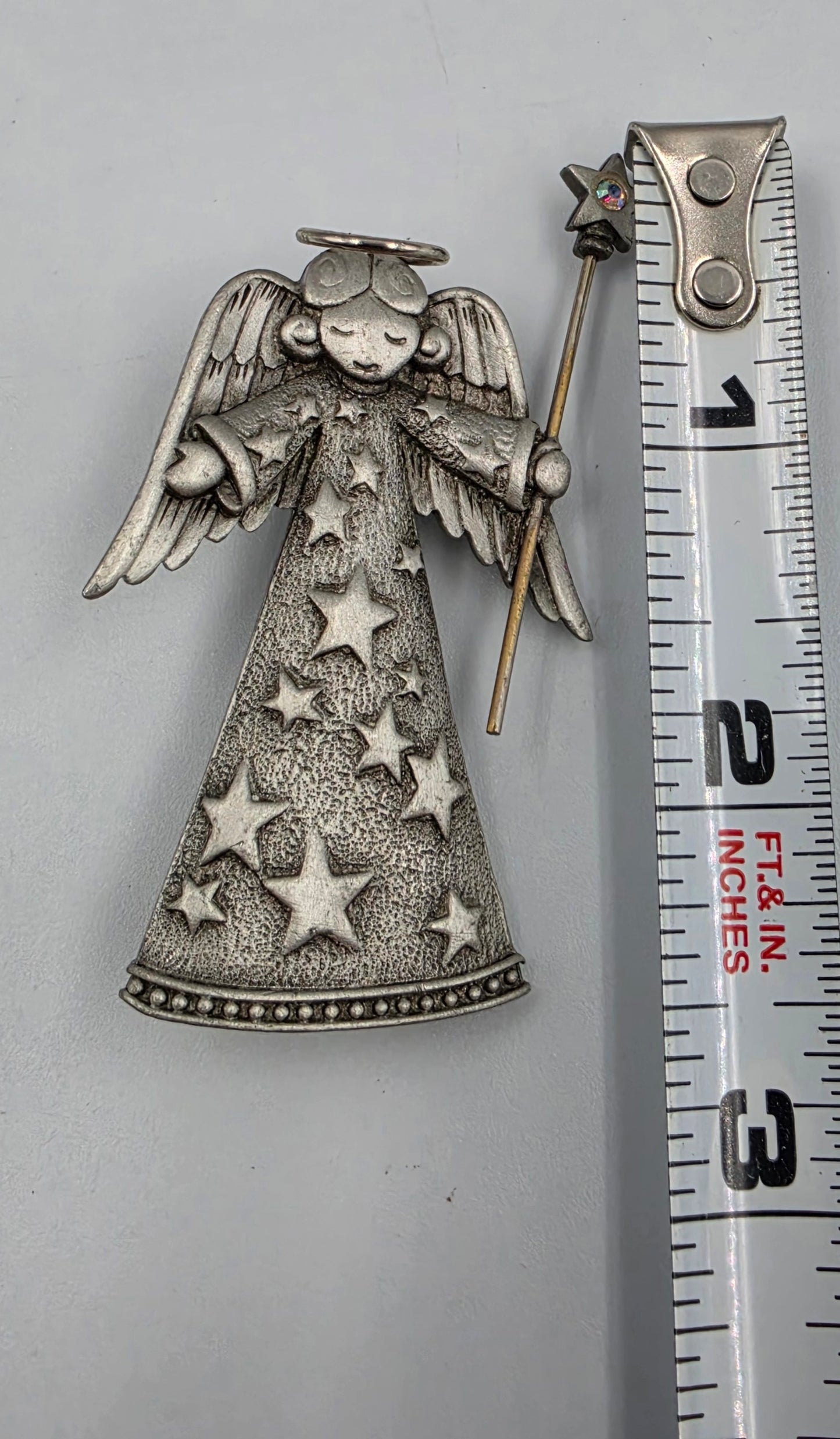 JONETTE JEWELRY Vintage 1980's Pewter Angel Brooch