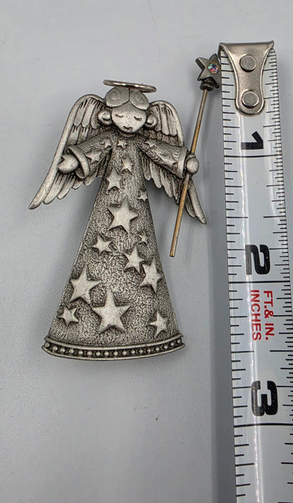 JONETTE JEWELRY Vintage 1980's Pewter Angel Brooch