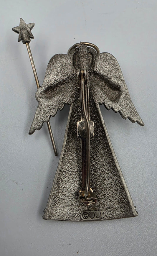 JONETTE JEWELRY Vintage 1980's Pewter Angel Brooch