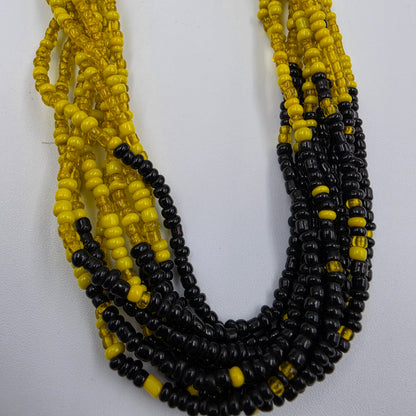 20" Yellow/Black Multi Layered Seed Bead Necklace