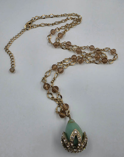33"-36" Gold Tone/Acrylic Turquoise/Pink Bead Necklace