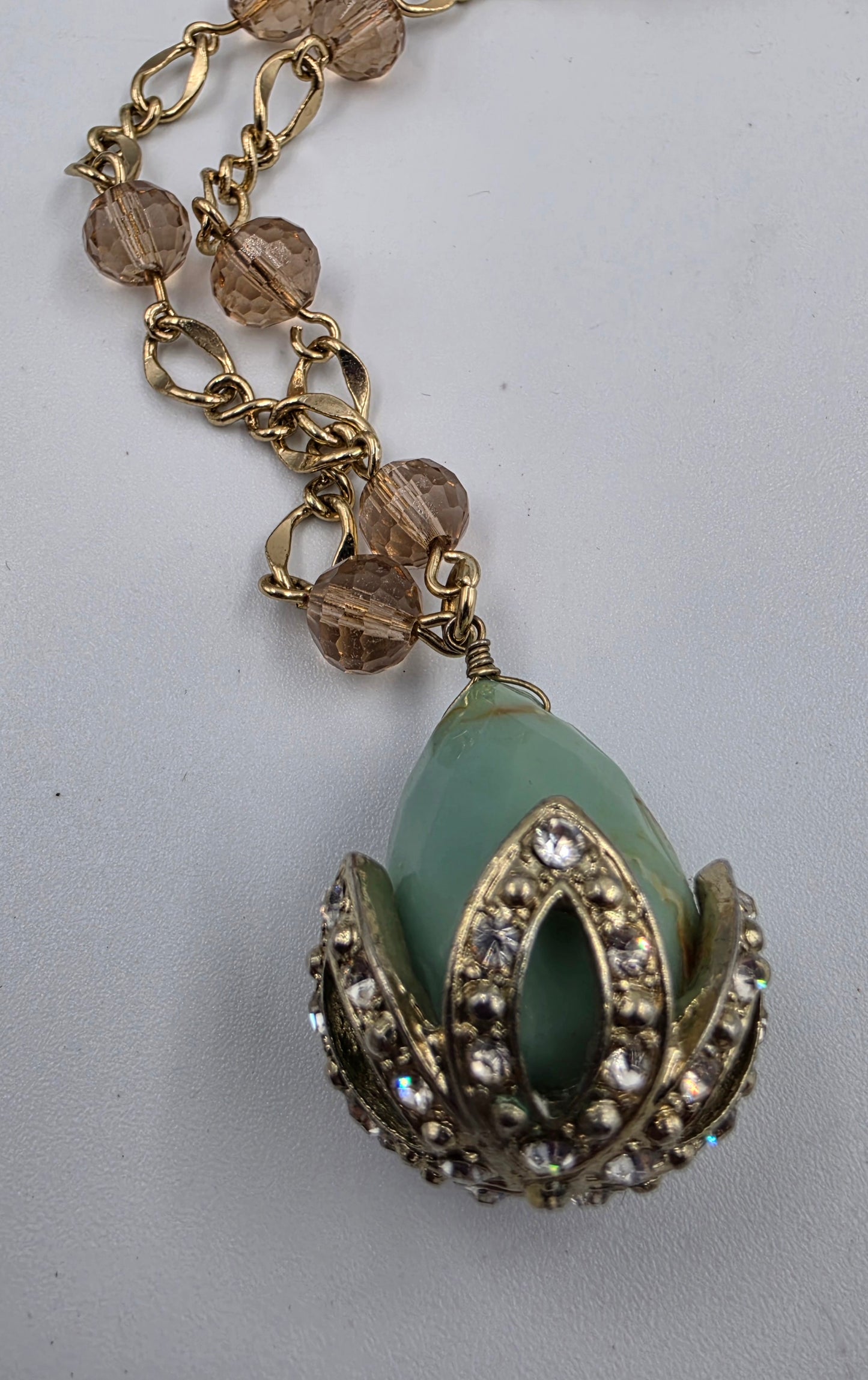 33"-36" Gold Tone/Acrylic Turquoise/Pink Bead Necklace