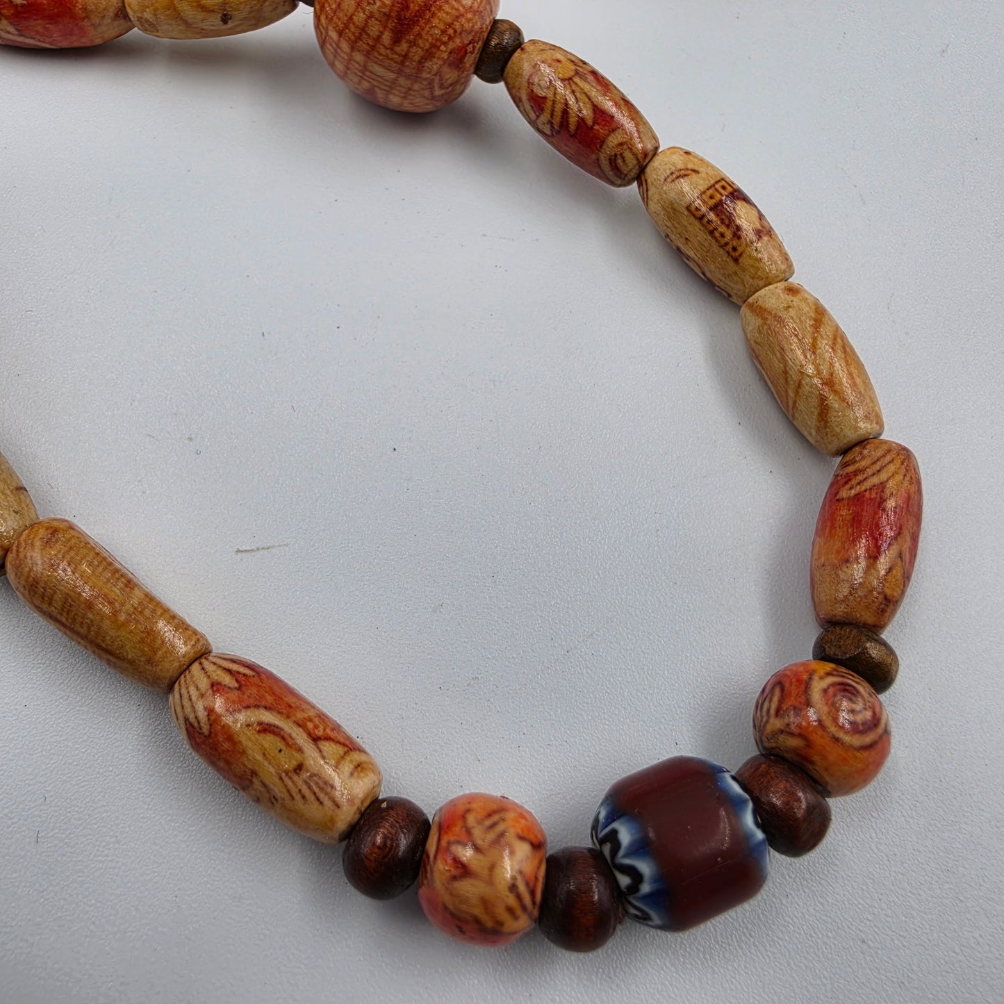 36" Hand Painted Wooden Bead Necklace