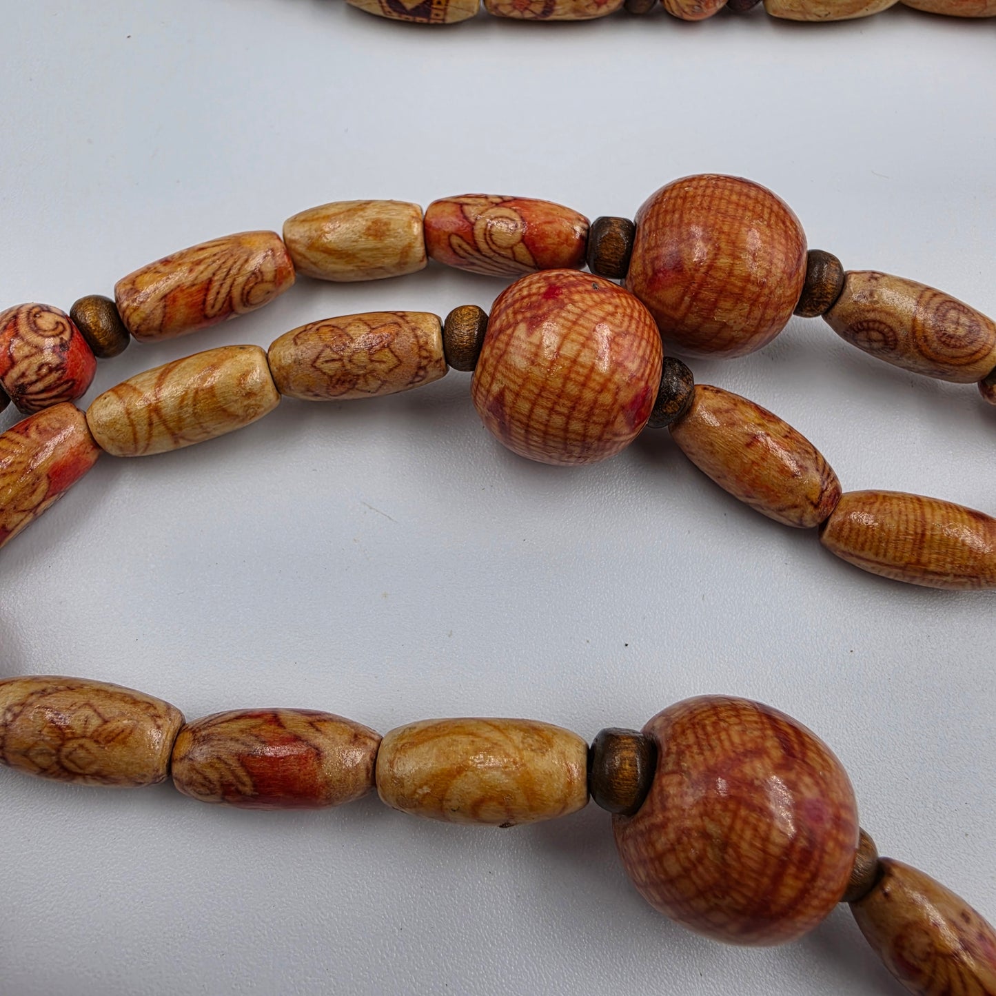 36" Hand Painted Wooden Bead Necklace