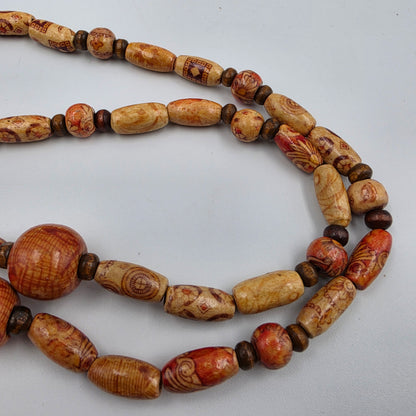 36" Hand Painted Wooden Bead Necklace