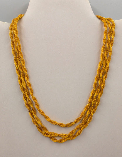 17"-20" Bright Gold Tone Twist Triple Layer Necklace