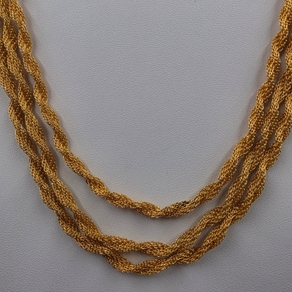 17"-20" Bright Gold Tone Twist Triple Layer Necklace