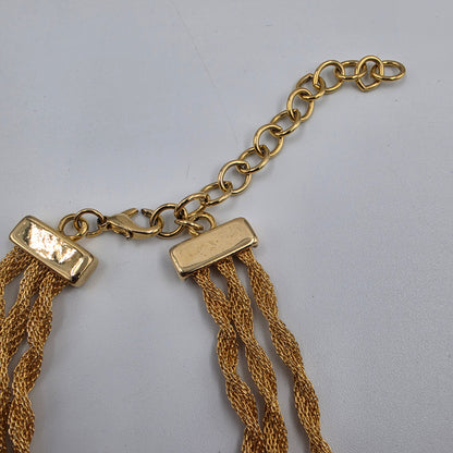 17"-20" Bright Gold Tone Twist Triple Layer Necklace
