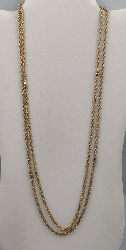 54" Gold Tone Bar And Chain Necklace