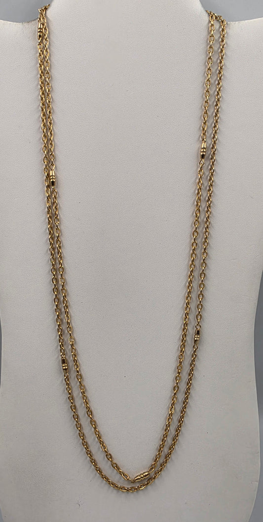54" Gold Tone Bar And Chain Necklace