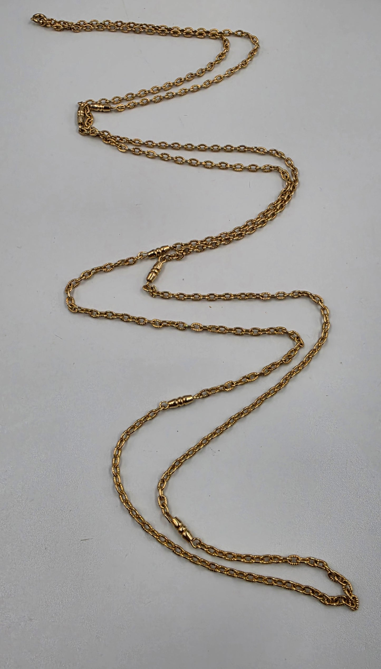54" Gold Tone Bar And Chain Necklace