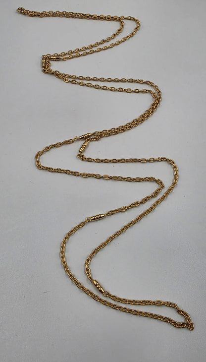 54" Gold Tone Bar And Chain Necklace
