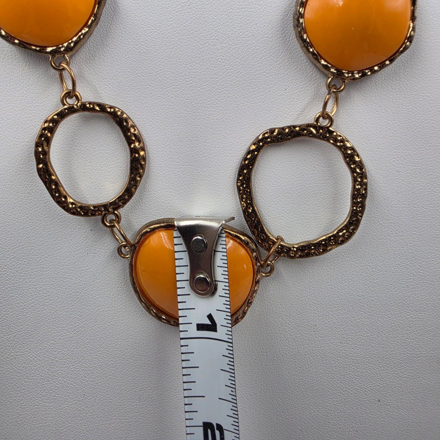 19.5" Gold Tone/Orange Acrylic Stone Necklace