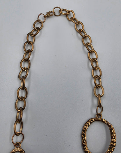 19.5" Gold Tone/Orange Acrylic Stone Necklace