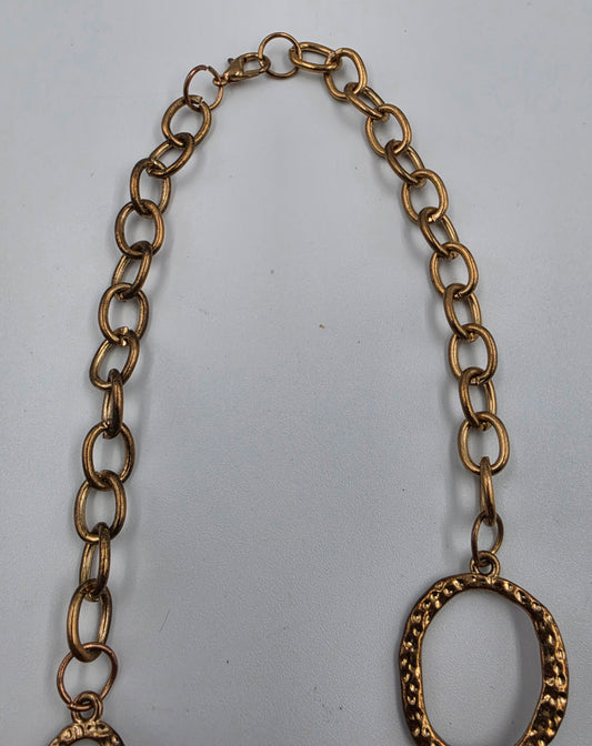19.5" Gold Tone/Orange Acrylic Stone Necklace