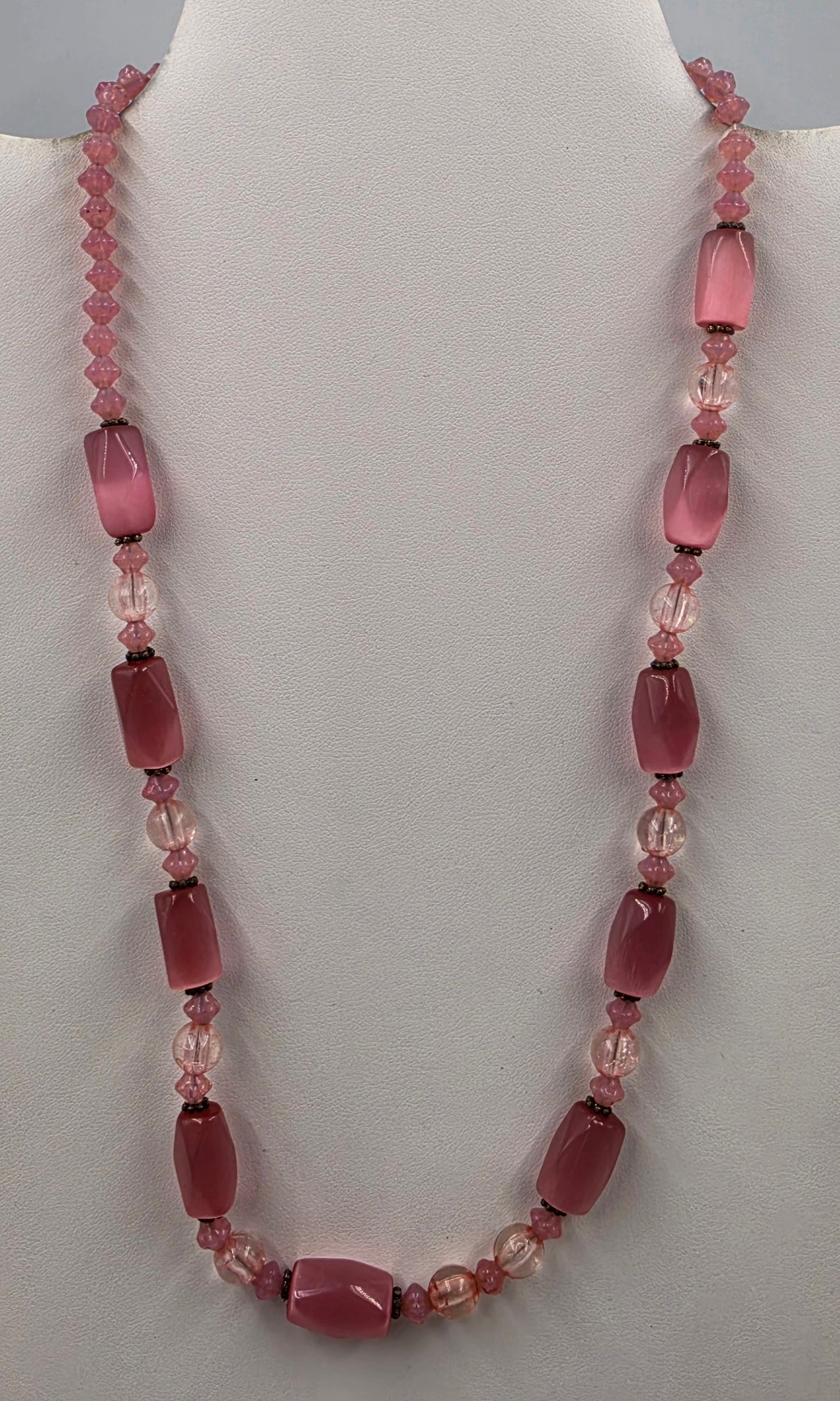 20.5" Pink Acrylic Bead Necklace