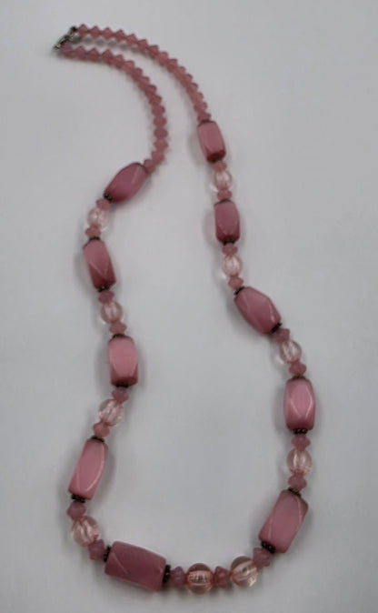 20.5" Pink Acrylic Bead Necklace