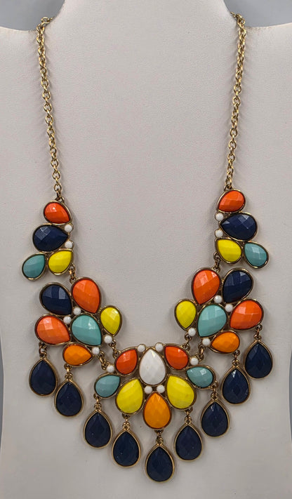 18.5"-21.5" Multi Color Faceted Acrylic Stone Statement Necklace