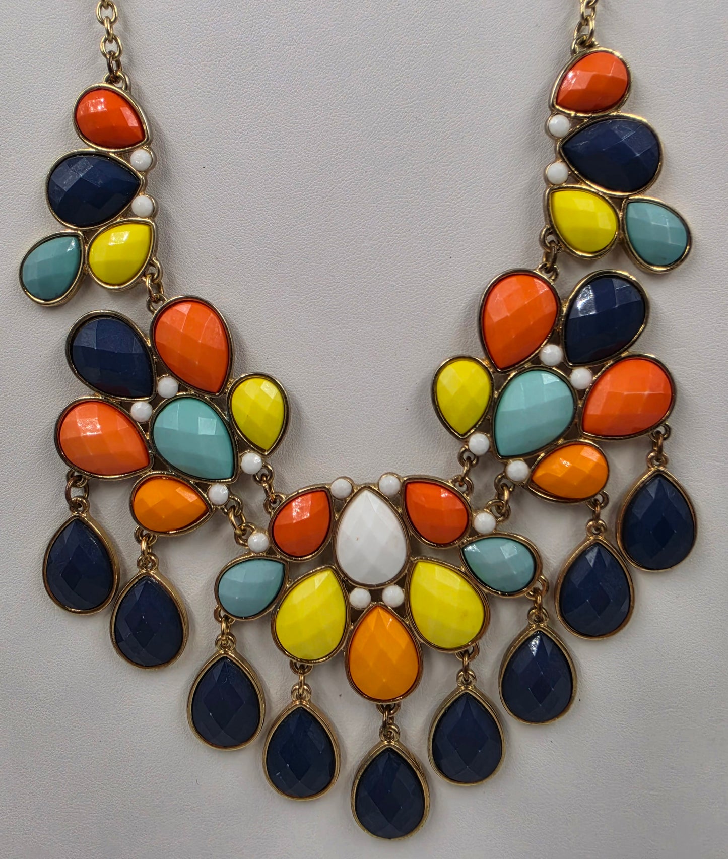 18.5"-21.5" Multi Color Faceted Acrylic Stone Statement Necklace