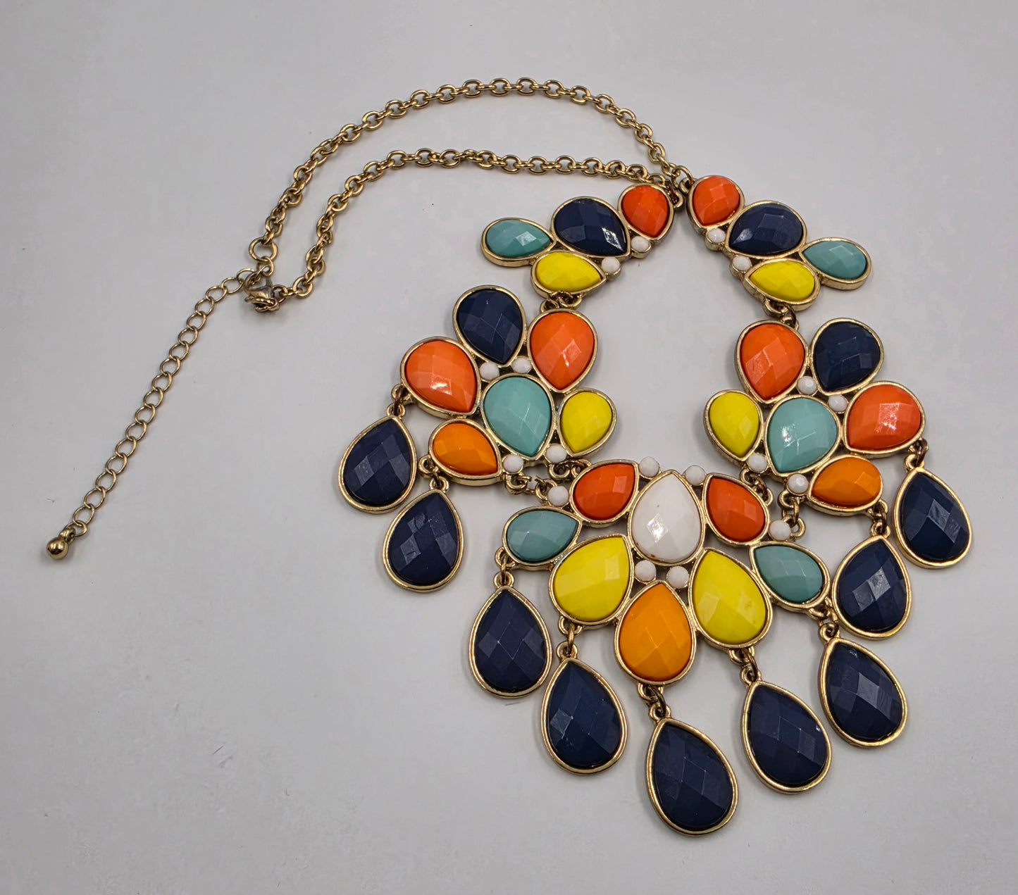18.5"-21.5" Multi Color Faceted Acrylic Stone Statement Necklace