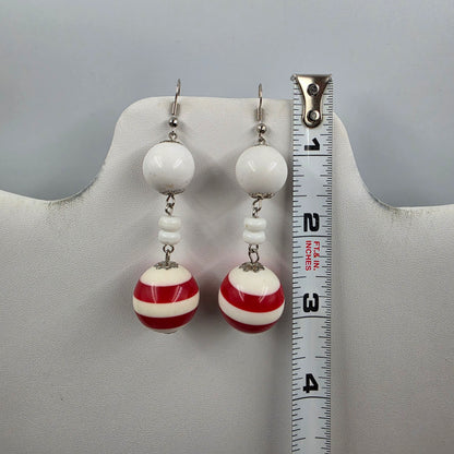 Nautical/ Patriotic Themed Bubblegum Beaded 15.5" Necklace And 3" Earring Set