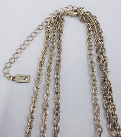 1928 Brand 16"-19" Pink Acrylic/Silver Tone Filagree Bead Necklace