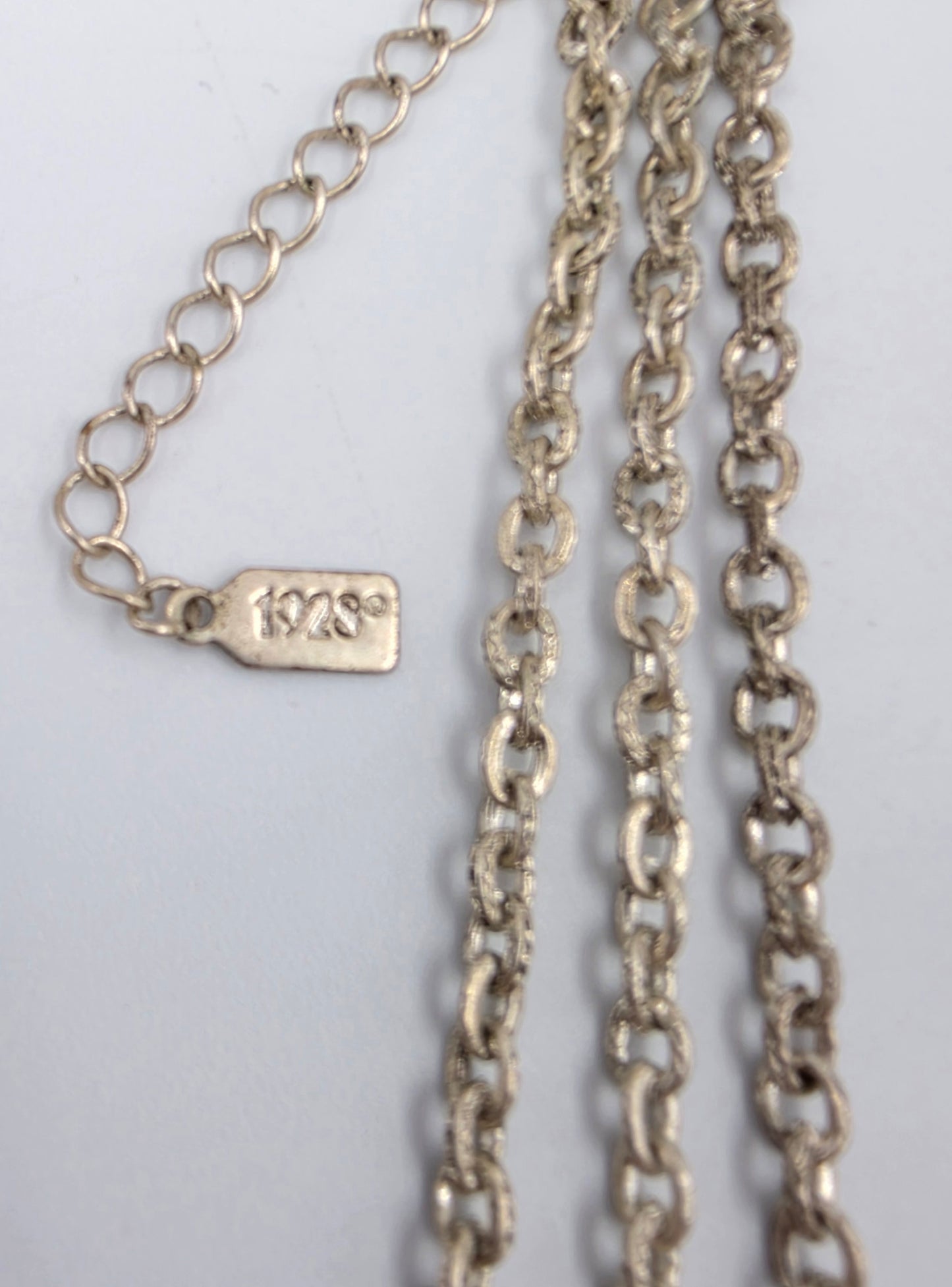 1928 Brand 16"-19" Pink Acrylic/Silver Tone Filagree Bead Necklace