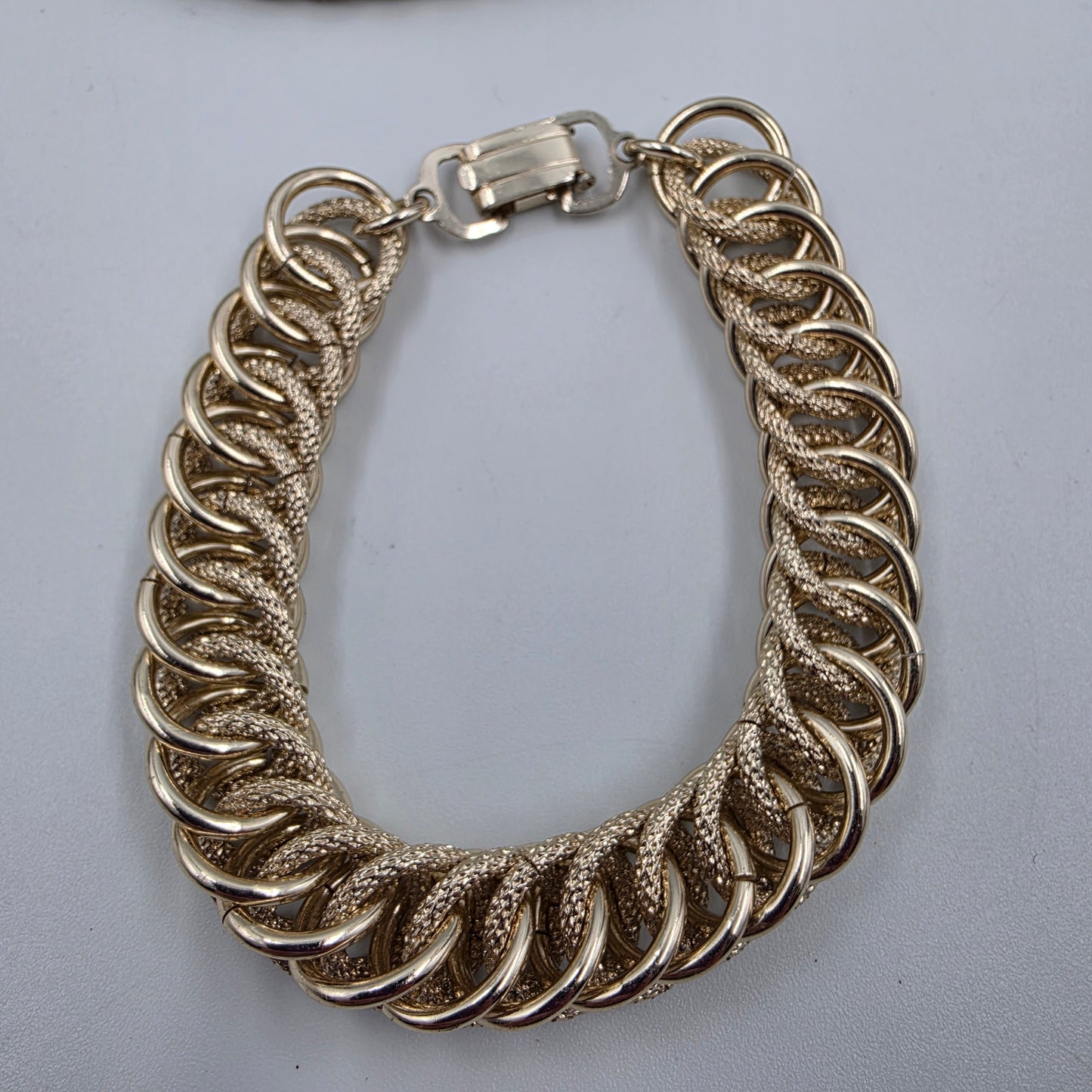 16.5" Gold Tone Cuban Link Style Necklace With Matching 8" Bracelet