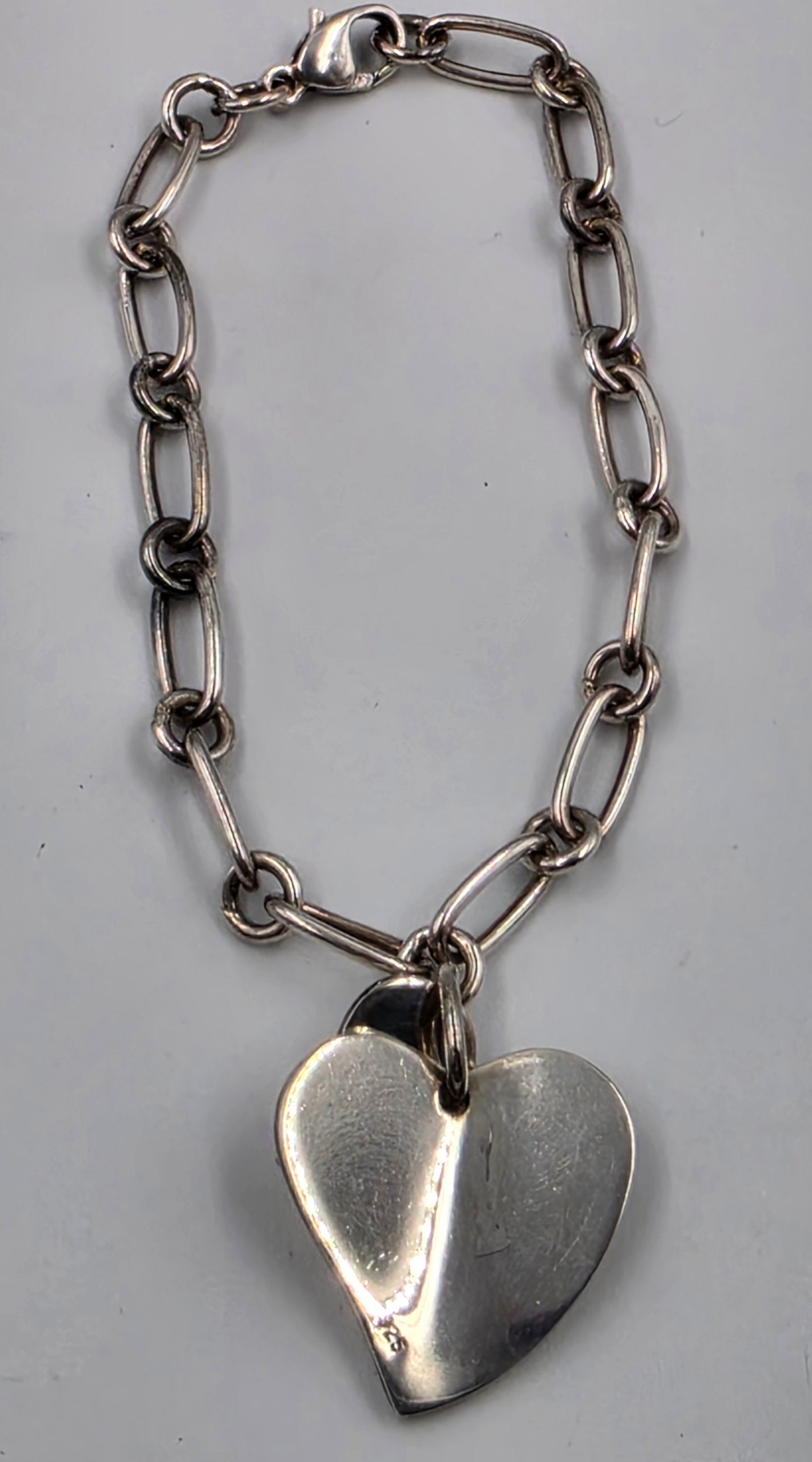 TIFFANY & CO. Genuine Sterling Silver Double Floating Heart 7.5" Bracelet