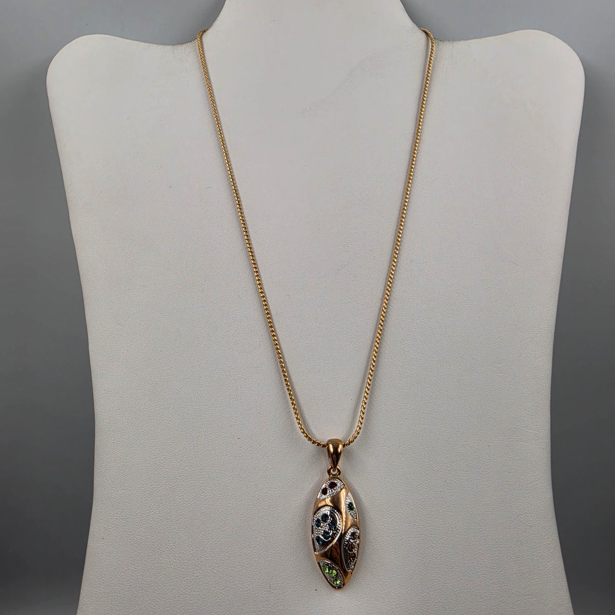 18"-20" Rose Gold Tone Multi Rhinestone Necklace