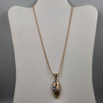 18"-20" Rose Gold Tone Multi Rhinestone Necklace