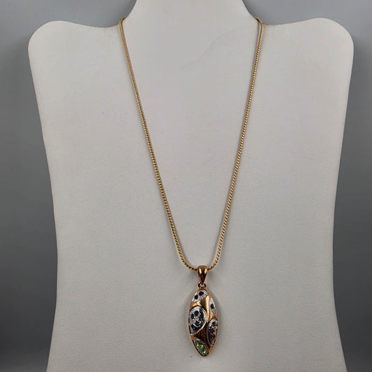 18"-20" Rose Gold Tone Multi Rhinestone Necklace