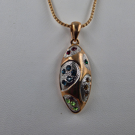 18"-20" Rose Gold Tone Multi Rhinestone Necklace
