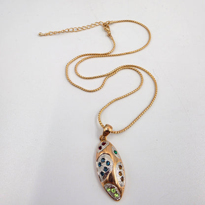18"-20" Rose Gold Tone Multi Rhinestone Necklace