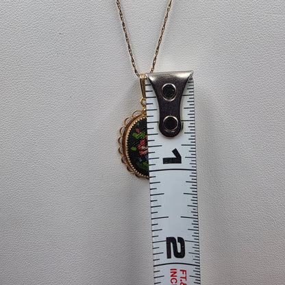 AMCO Vintage 1950's Petit Point Floral/14k Gold Filled 18" Necklace