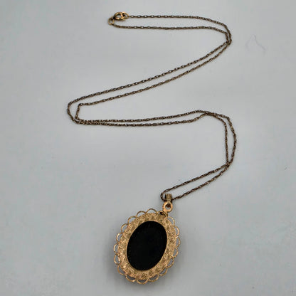 AMCO Vintage 1950's Petit Point Floral/14k Gold Filled 18" Necklace