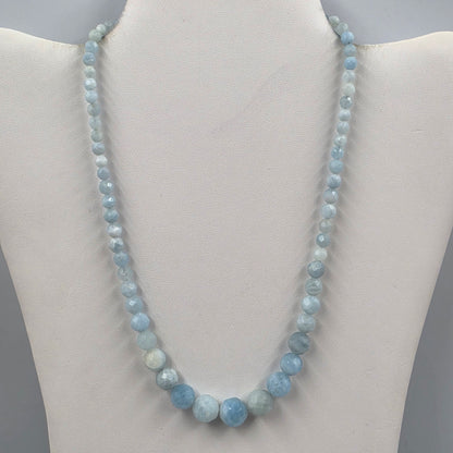 DESERT ROSE TRADING Graduated 4mm-11mm/Faceted Aquamarine/Sterling silver Necklace