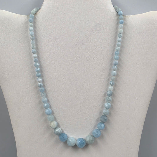 DESERT ROSE TRADING Graduated 4mm-11mm/Faceted Aquamarine/Sterling silver Necklace