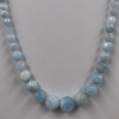 DESERT ROSE TRADING Graduated 4mm-11mm/Faceted Aquamarine/Sterling silver Necklace
