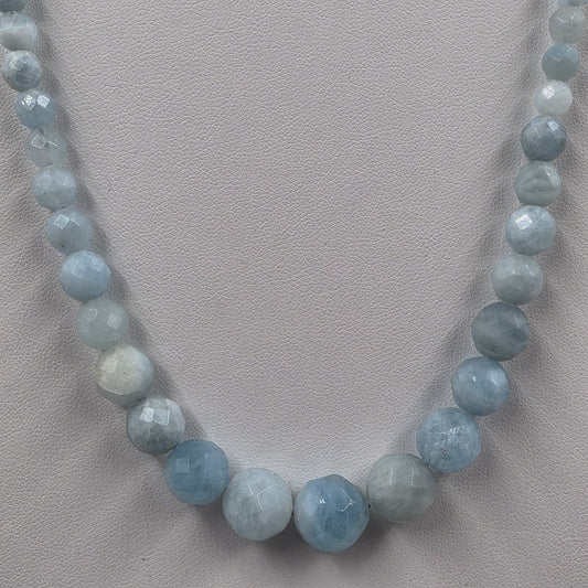 DESERT ROSE TRADING Graduated 4mm-11mm/Faceted Aquamarine/Sterling silver Necklace