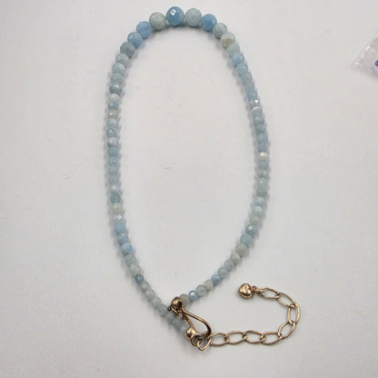 DESERT ROSE TRADING Graduated 4mm-11mm/Faceted Aquamarine/Sterling silver Necklace