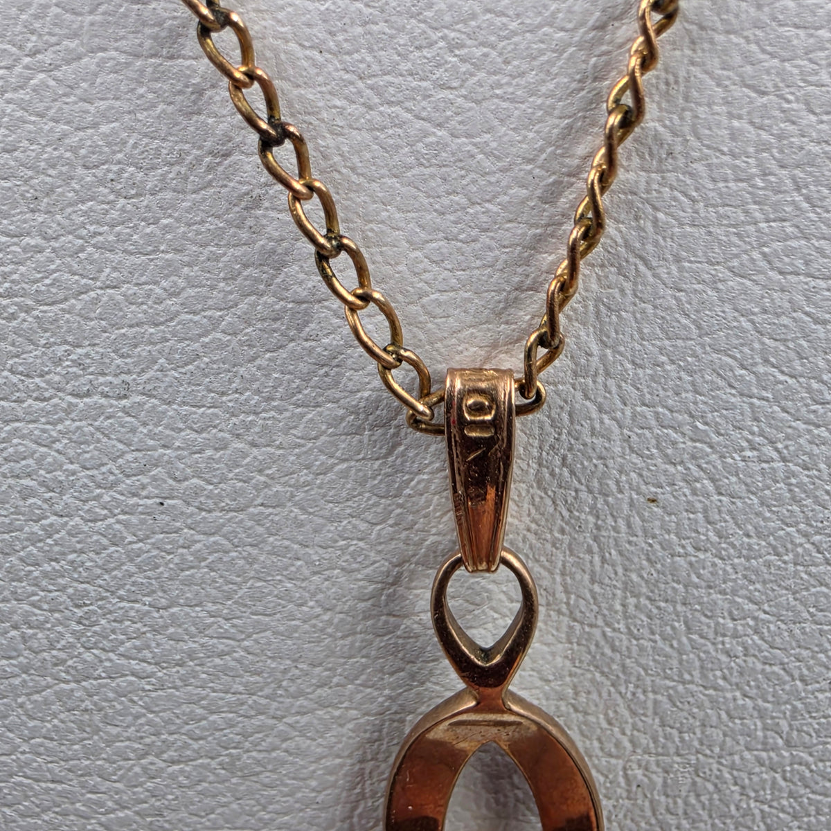 10k Antique 1890-1910 Rose Gold/Pearl/ Openwork Lavalier Pendant On 17" Chain Necklace
