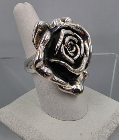 KENCRAFT Sterling Silver Molded Rose Ring Size 7.75