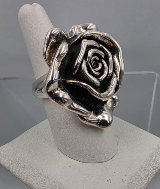 KENCRAFT Sterling Silver Molded Rose Ring Size 7.75