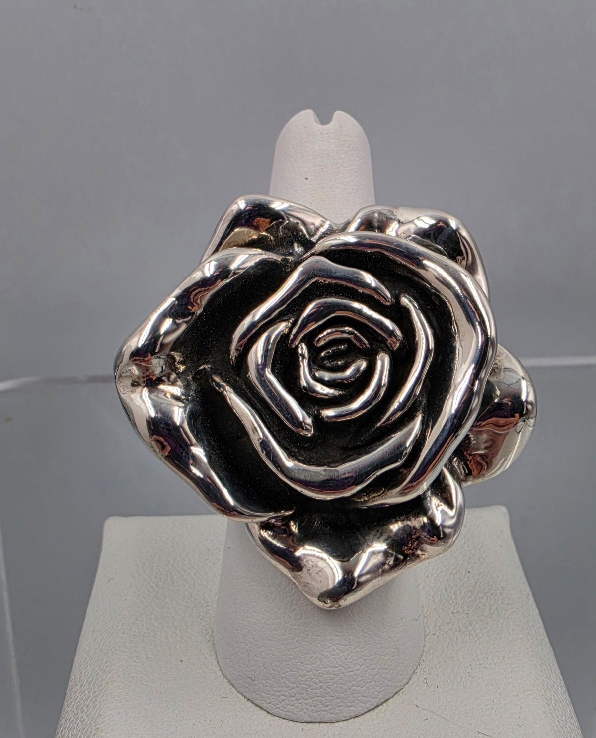 KENCRAFT Sterling Silver Molded Rose Ring Size 7.75