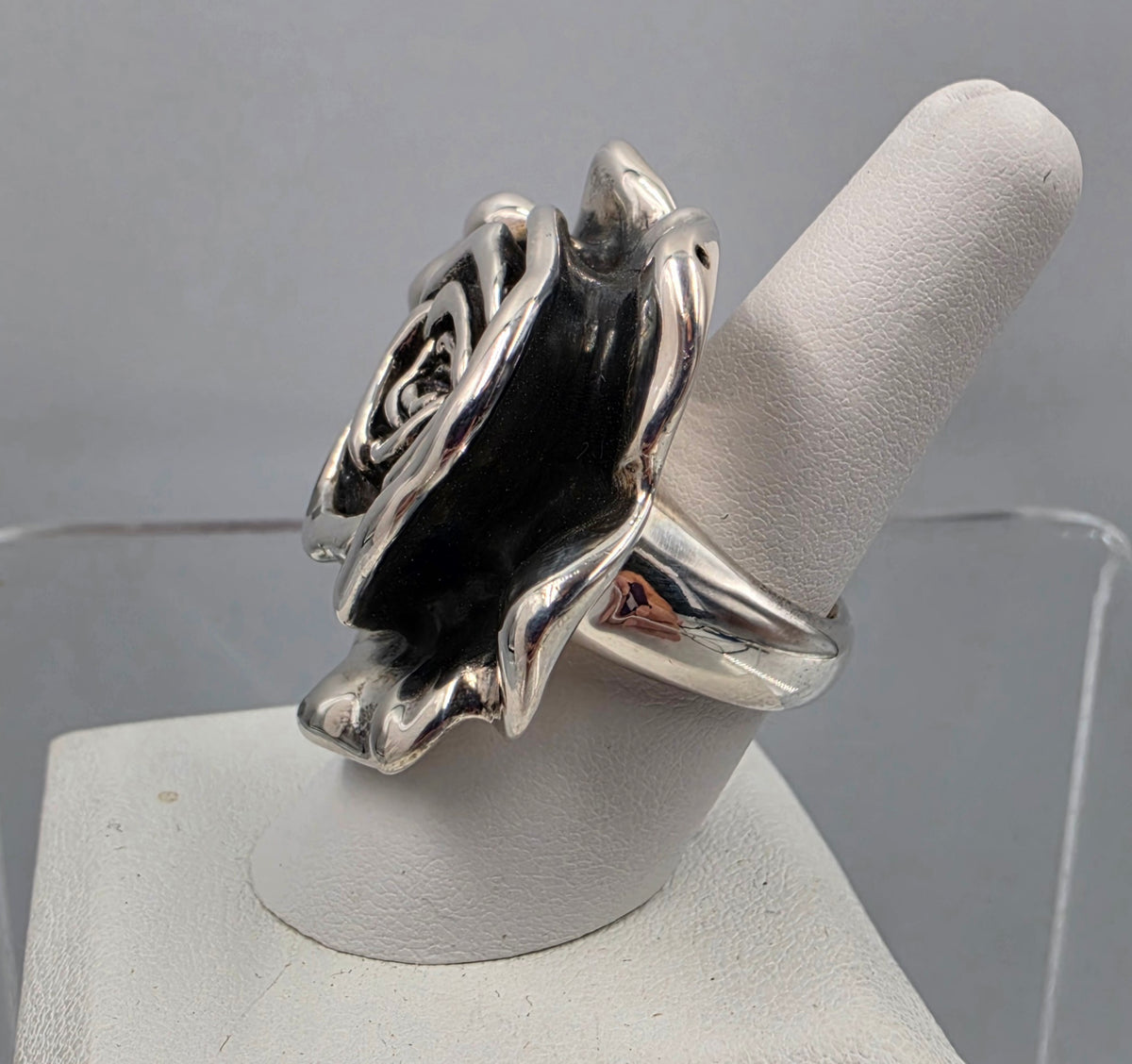 KENCRAFT Sterling Silver Molded Rose Ring Size 7.75