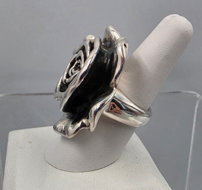 KENCRAFT Sterling Silver Molded Rose Ring Size 7.75