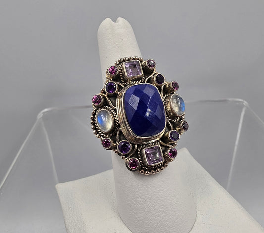 NICKY BUTLER Signed/Sterling Silver/Lapis/Moonstone/Amethyst/ Limited Edition #58 of 350 Ring Size 7
